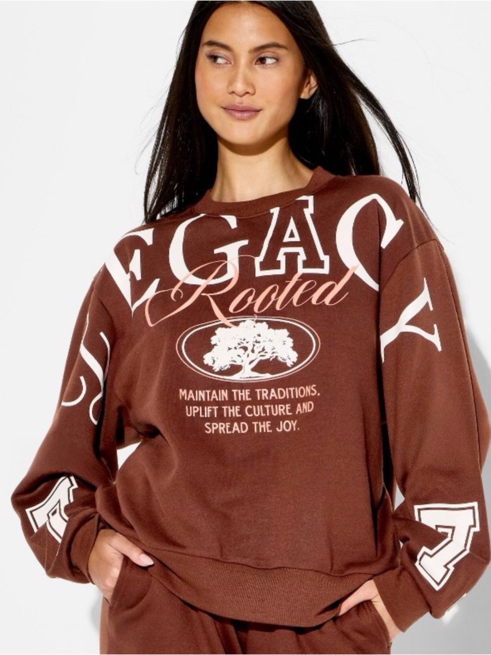 Modern Lux Brown Graphic Crewneck Sweatshirt